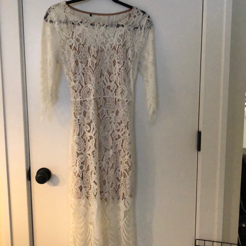 White lace dress with tan lining (included)